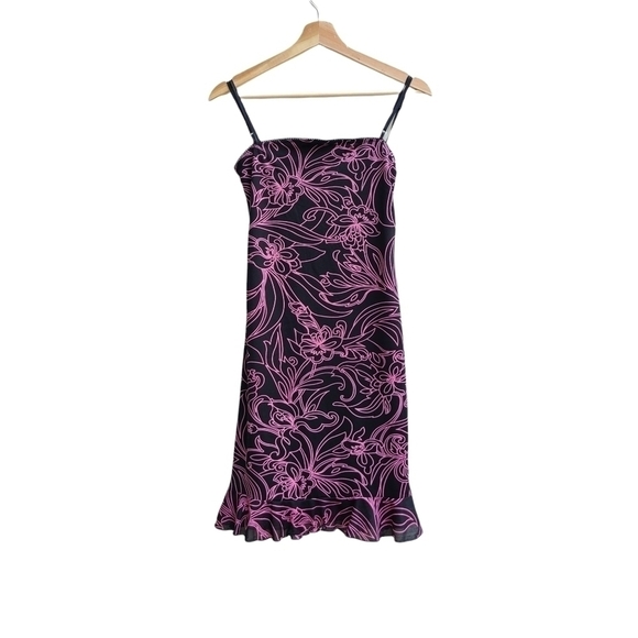 Y2k Floral Black and Pink Jump Dress - Picture 1 of 6